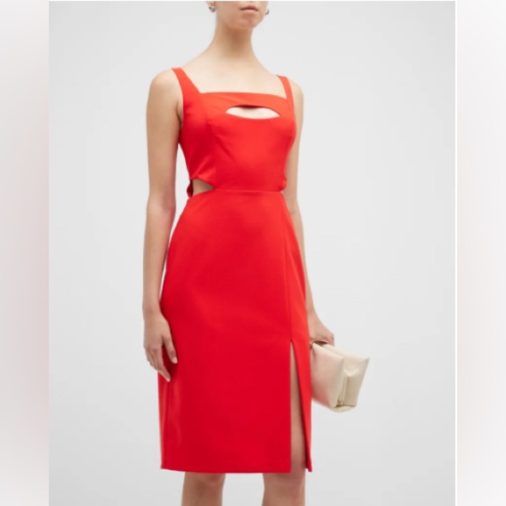 Aidan by Aidan Mattox Womens Red Cutout Squared Neck Sheath Dress